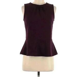 Banana Republic Women's Burgundy Poly/Spandex Sleeveless Peplum Top